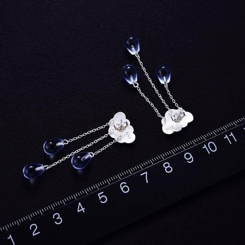 Ethnic Crystal Ethnic Cloud Long Tassel Drop Earrings-Black Diamonds New York