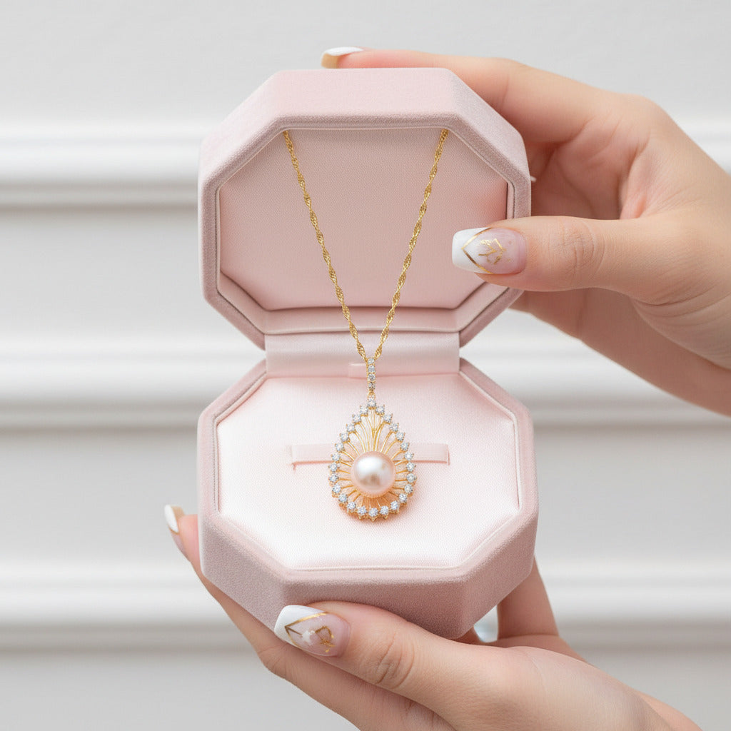 Ethnic Style Freshwater Pearl Necklace-Black Diamonds New York