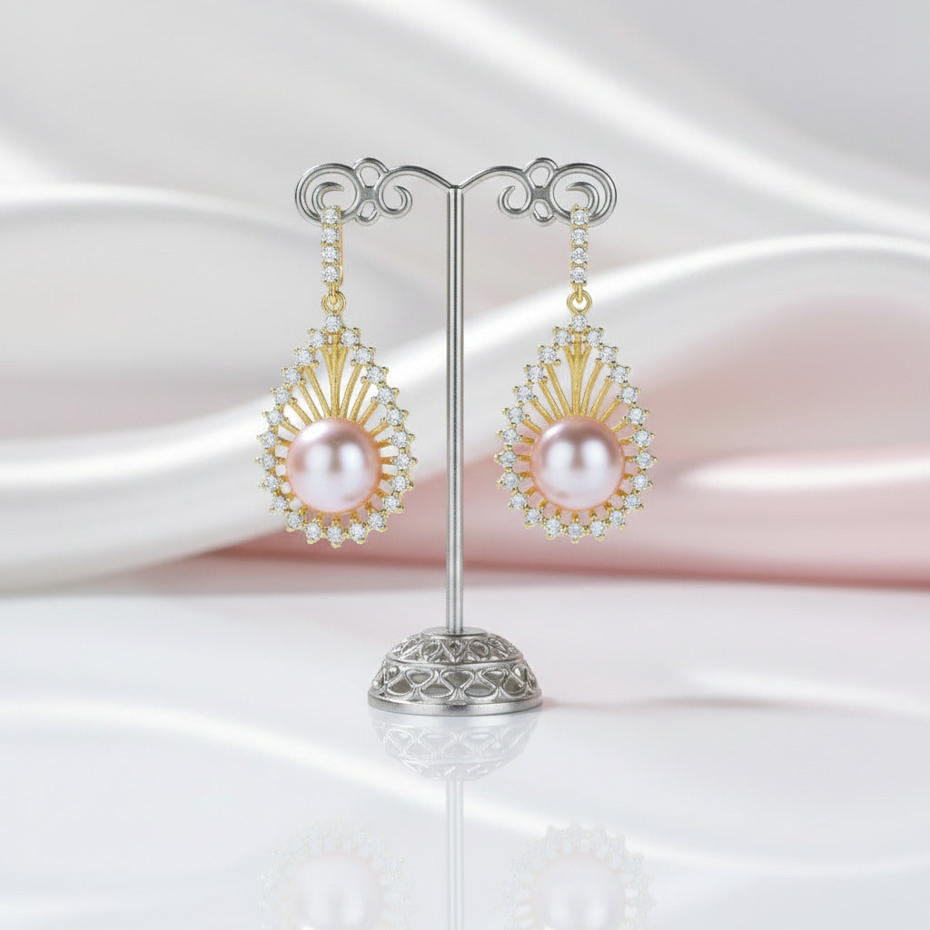 Ethnic Option Pearl Stud Earrings-Black Diamonds New York