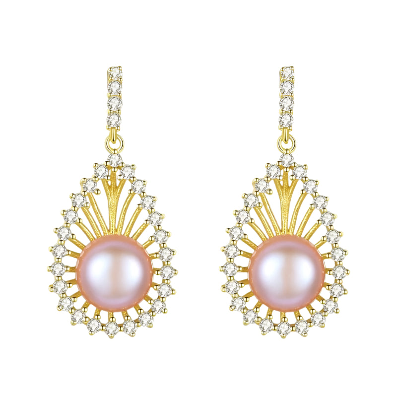 Ethnic Style Pearl Stud Earrings-Black Diamonds New York