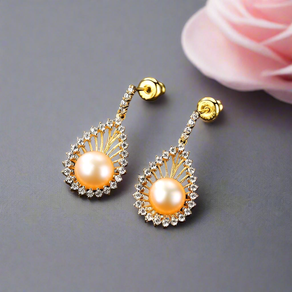 Ethnic Style Pearl Stud Earrings-Black Diamonds New York