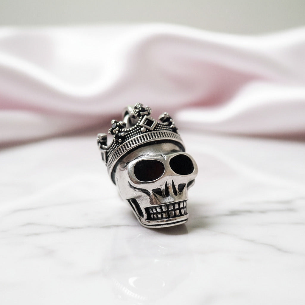 European Option Gothic Skull & Crown Pendant-Black Diamonds New York