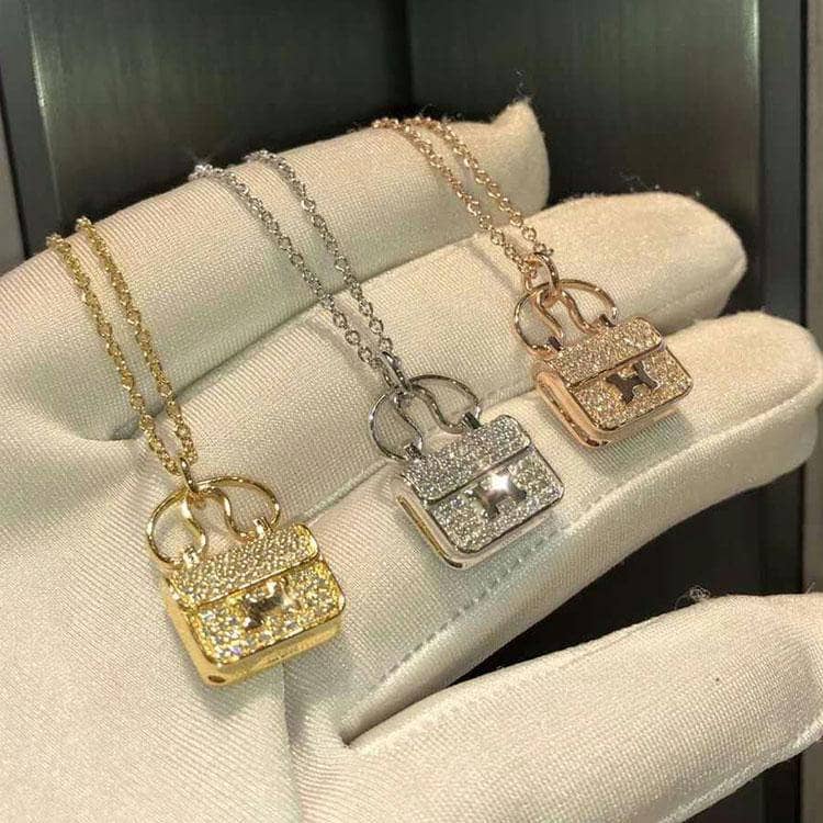 EVN™ Diamond Alphabet Handbag Necklace-Black Diamonds New York
