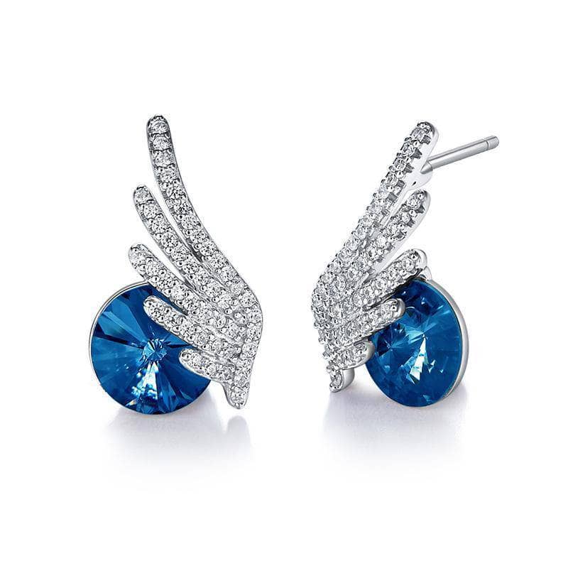 Created Diamond Option Angel's Wings Crystal Delicate Earrings-Black Diamonds New York