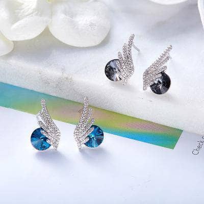 Created Diamond Angel's Wings Crystal Delicate Earrings-Black Diamonds New York