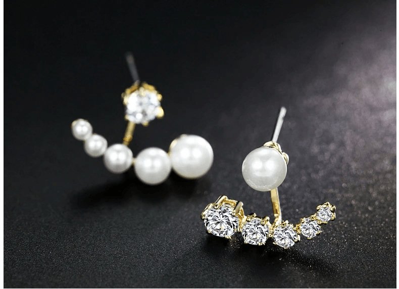 EVN Diamond Asymmetric Detachable Pearl Earrings-Black Diamonds New York