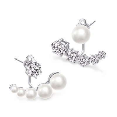 CVD diamond Asymmetric Detachable Pearl Earrings