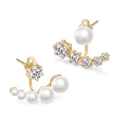 CVD diamond Asymmetric Detachable Pearl Earrings