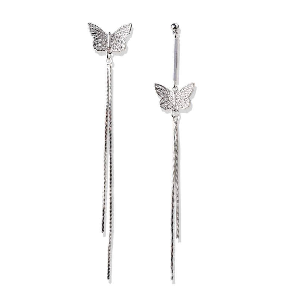EVN™ Diamond Asymmetrical Long Butterfly Earrings-Black Diamonds New York