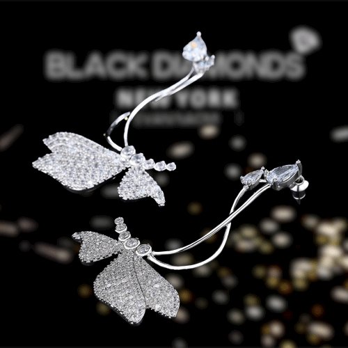 Created Diamond Beautiful Butterfly Sparkling Earrings-Black Diamonds New York
