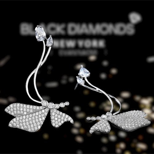 EVN™ Diamond Beautiful Butterfly Sparkling Earrings - Black Diamonds New York