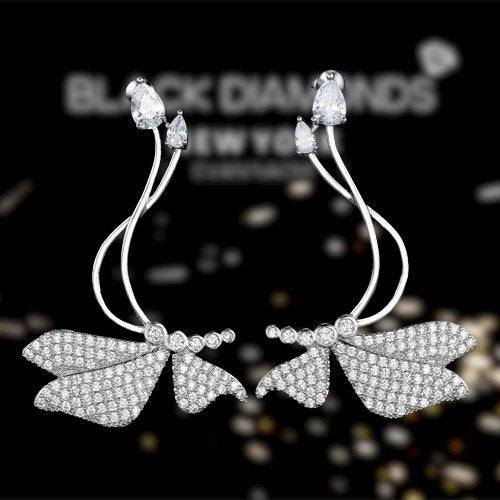 EVN™ Diamond Beautiful Butterfly Sparkling Earrings - Black Diamonds New York