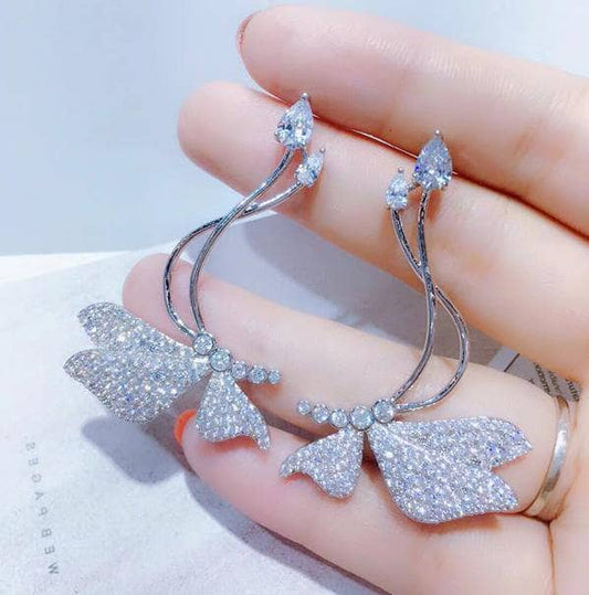 Created Diamond Beautiful Butterfly Sparkling Earrings-Black Diamonds New York