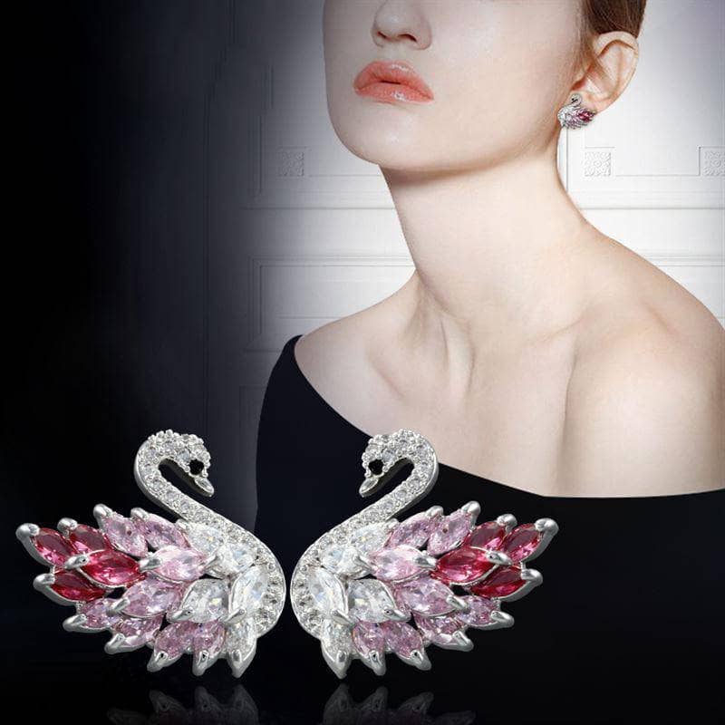 Created Diamond Black Swan Sparkling Crystal Earrings-Black Diamonds New York