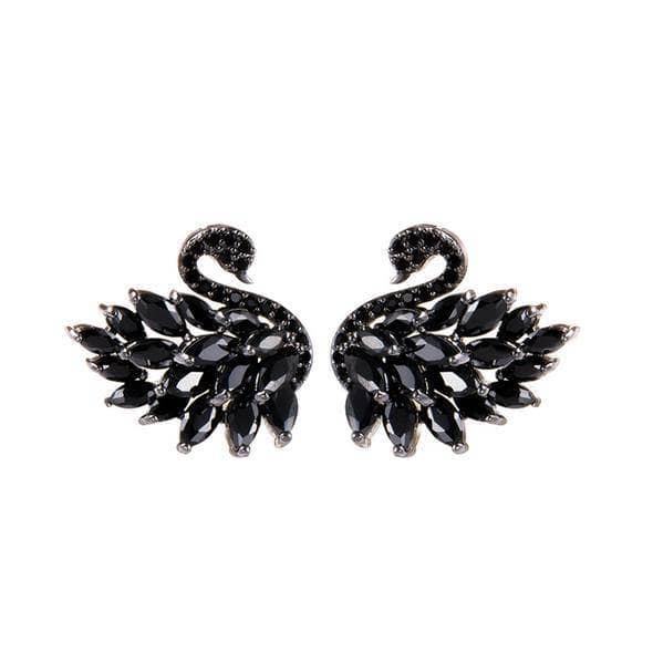CVD Diamond Black Swan Sparkling Crystal Earrings