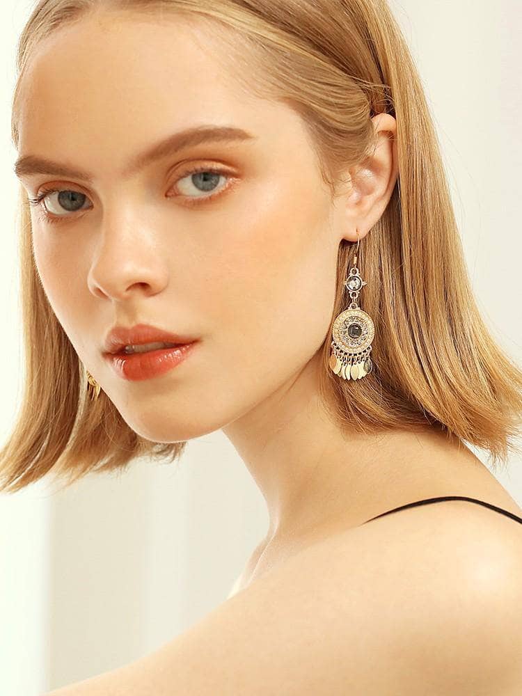 EVN™ Diamond Bohemian Style Long Tassel Elegant Earring-Black Diamonds New York