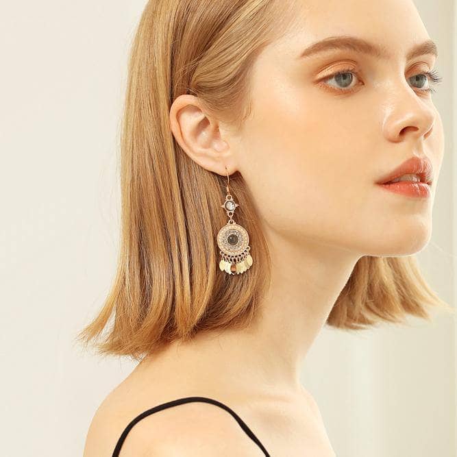 EVN™ Diamond Bohemian Style Long Tassel Elegant Earring-Black Diamonds New York