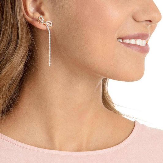 EVN™ Diamond Bow Tassel Temperamental Long Earrings-Black Diamonds New York