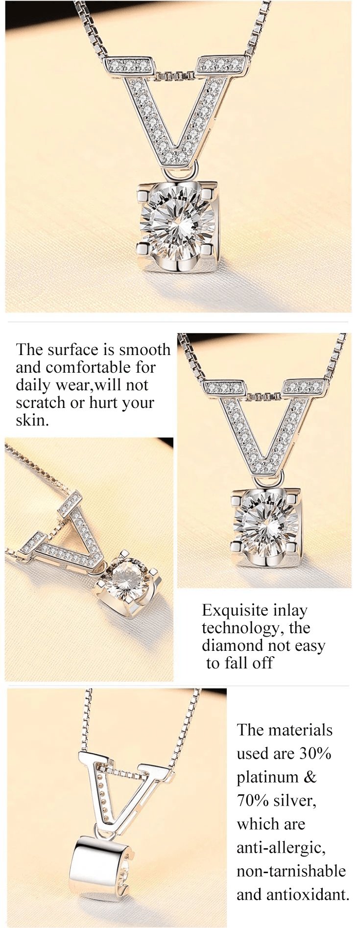 CVD Diamond Classic Ox Head V-shaped Necklace