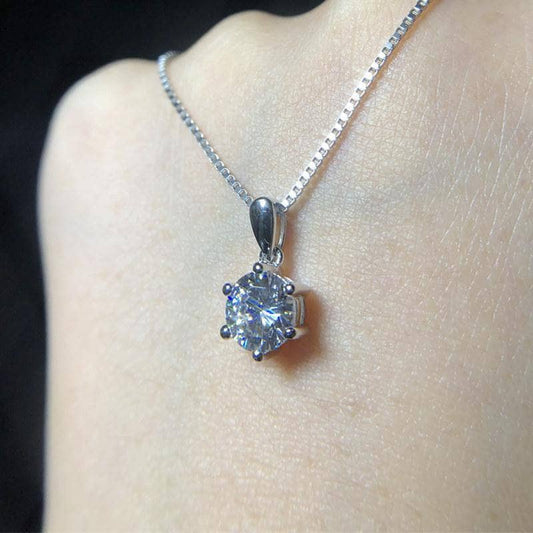 CVD Diamond Classic Six Prong Shiny Necklace