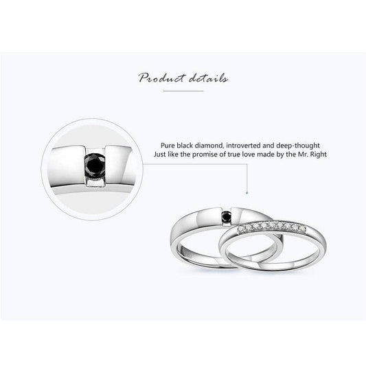 Created Diamond Couple Simple Engagement Ring-Black Diamonds New York
