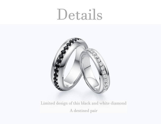 CVD Diamond Couples Black Gold Engagement Ring