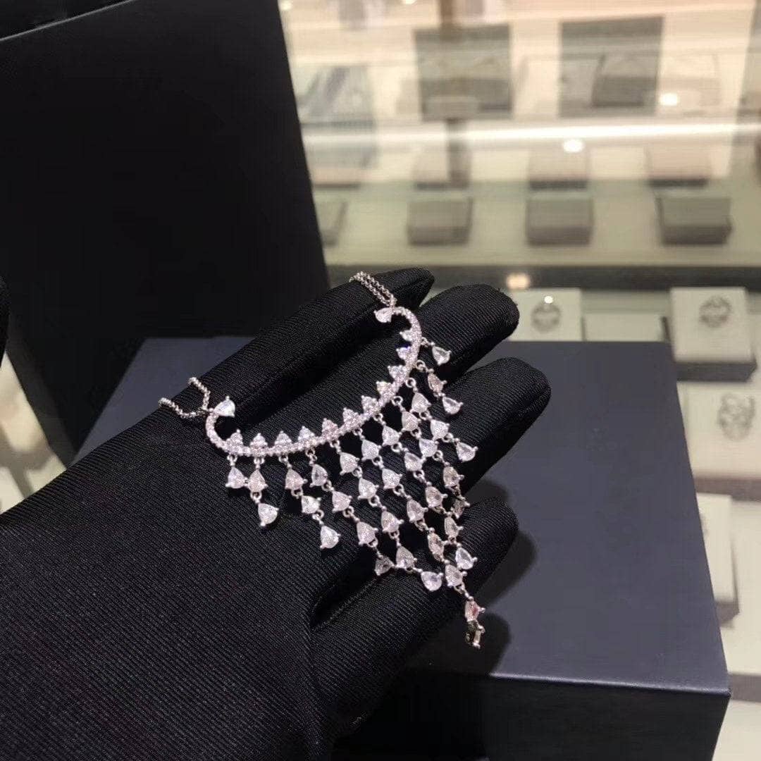 Created Diamond Creative Tassel Long Water Drop Necklace-Black Diamonds New York