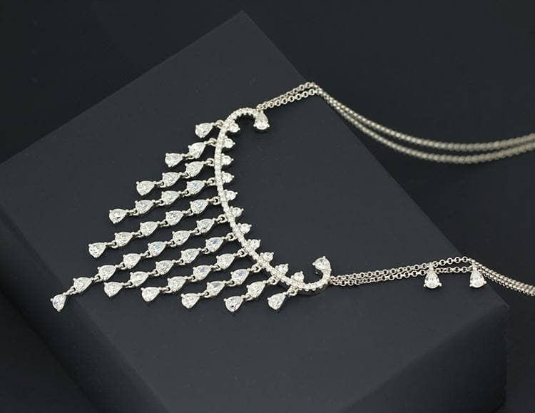 EVN™ Diamond Creative Tassel Long Water Drop Necklace-Black Diamonds New York