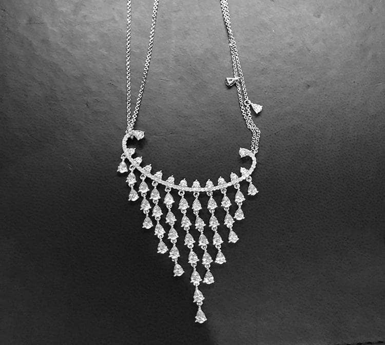 Created Diamond Option Creative Tassel Long Water Drop Necklace NOT EXISTING-Black Diamonds New York