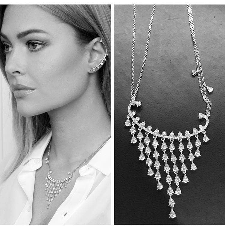 Created Diamond Option Creative Tassel Long Water Drop Necklace NOT EXISTING-Black Diamonds New York