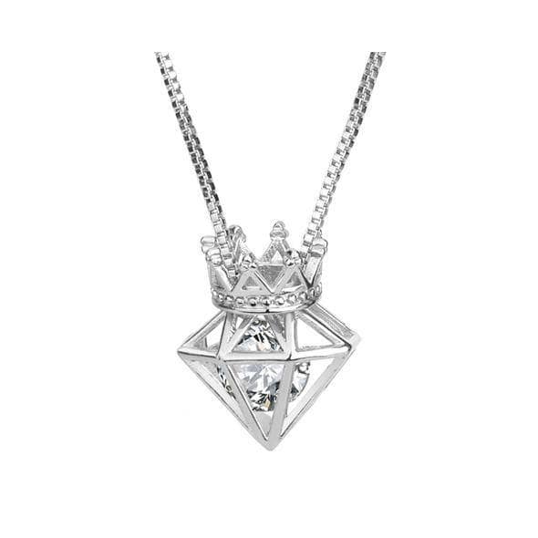 Created Diamond Crown Hearts and Arrows Set Necklace-Black Diamonds New York