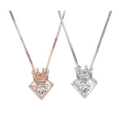 Created Diamond Crown Hearts and Arrows Set Necklace-Black Diamonds New York