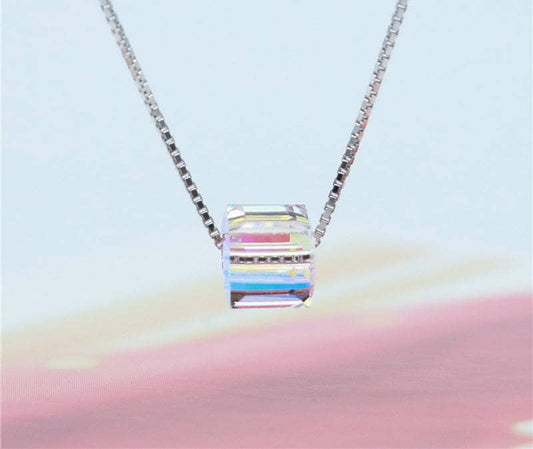 Created Diamond Cubic Candy Shape Shiny Necklace-Black Diamonds New York