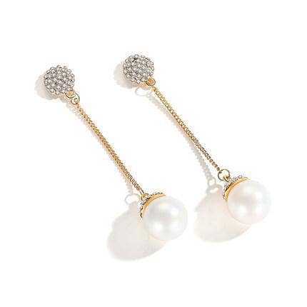 CVD diamond Delicate Detachable Pearl Earrings