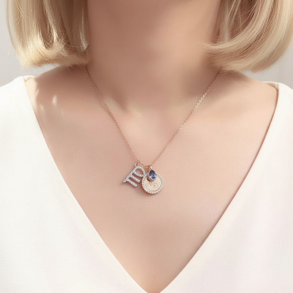 Detachable Twelve Constellation Necklace with Diamond Option-Black Diamonds New York