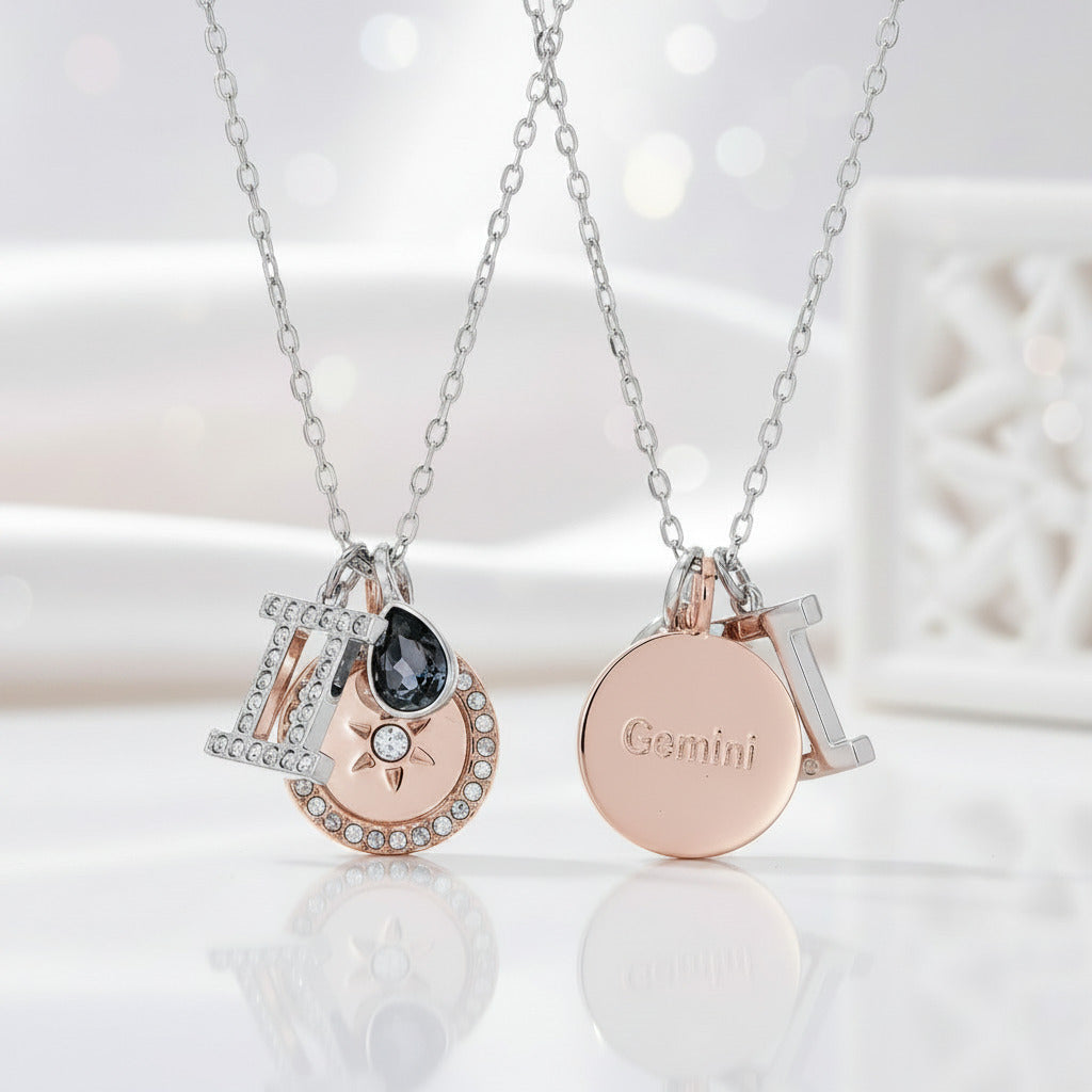 Detachable Twelve Constellation Necklace with Diamond Option-Black Diamonds New York