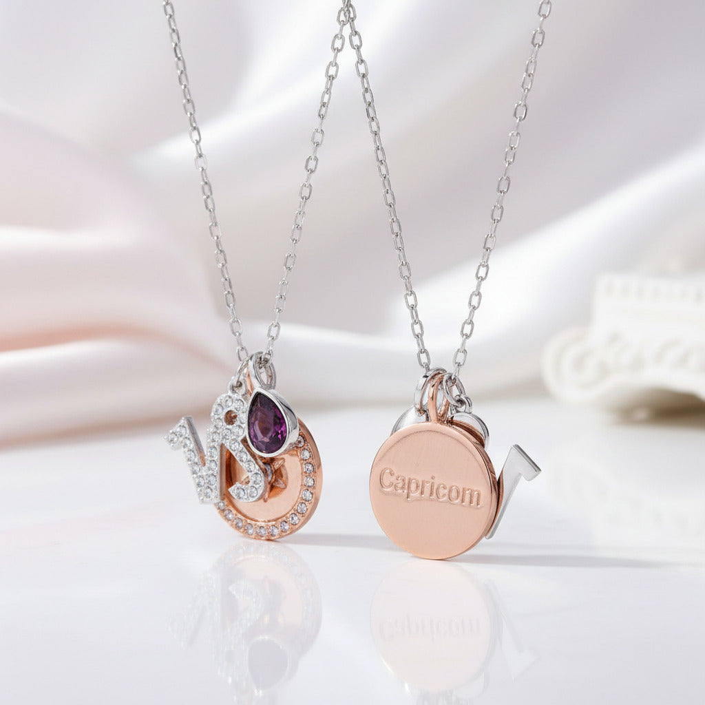 Detachable Twelve Constellation Necklace with Diamond Option-Black Diamonds New York