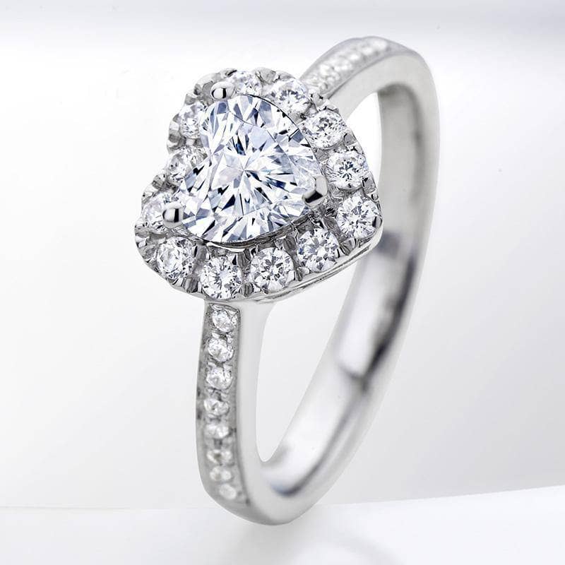 Created Diamond Double Heart Shape Face Ring 2.0CT-Black Diamonds New York