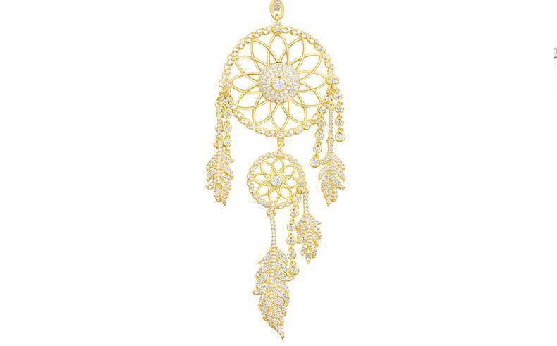 Created Diamond Option Dream Catcher Feather Long Tassel Necklace NOT EXISTING-Black Diamonds New York