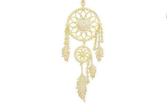 EVN™ Diamond Dream Catcher Feather Long Tassel Necklace-Black Diamonds New York
