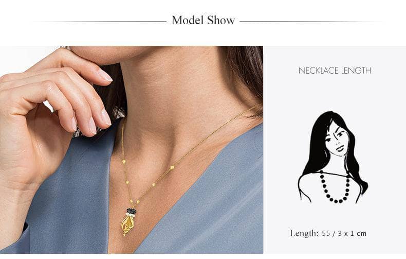 Created Diamond Elegent Flip Glamour Hand Shape Necklace-Black Diamonds New York