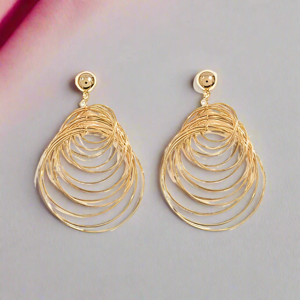 Exaggerated Golden Multiple Hoop Earrings-Black Diamonds New York