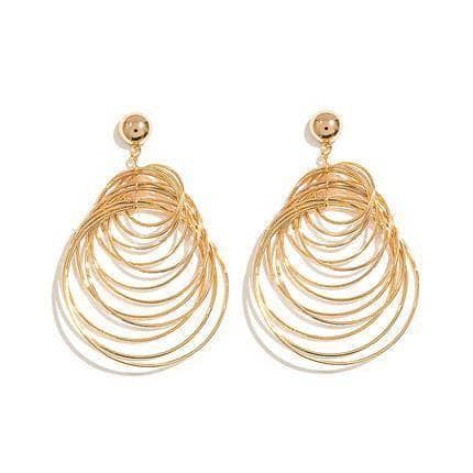 CVD DIAMOND Exaggerated Golden Multiple Circles Earrings