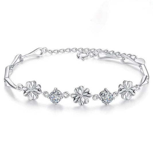 Created Diamond Four-leaf Clover Romantic Bracelet-Black Diamonds New York