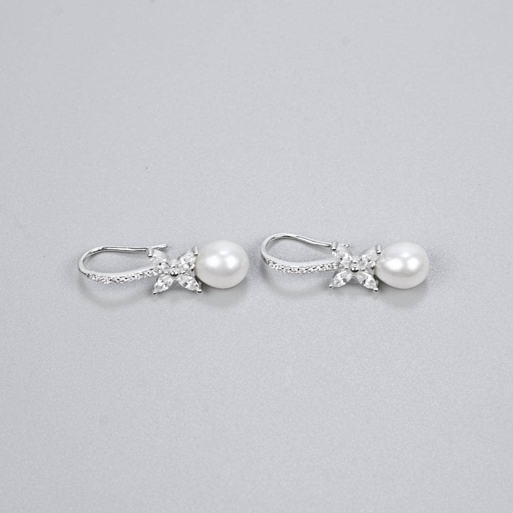 Diamond Four Leaves and Pearl Earrings-Black Diamonds New York