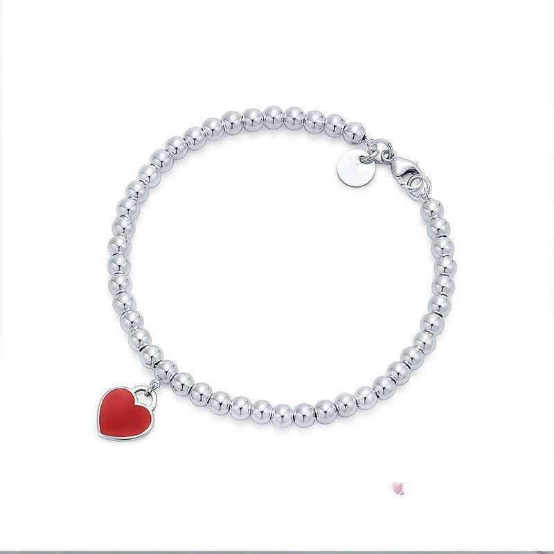 CVD DIAMOND Heart-shaped Round Bead Bracelet