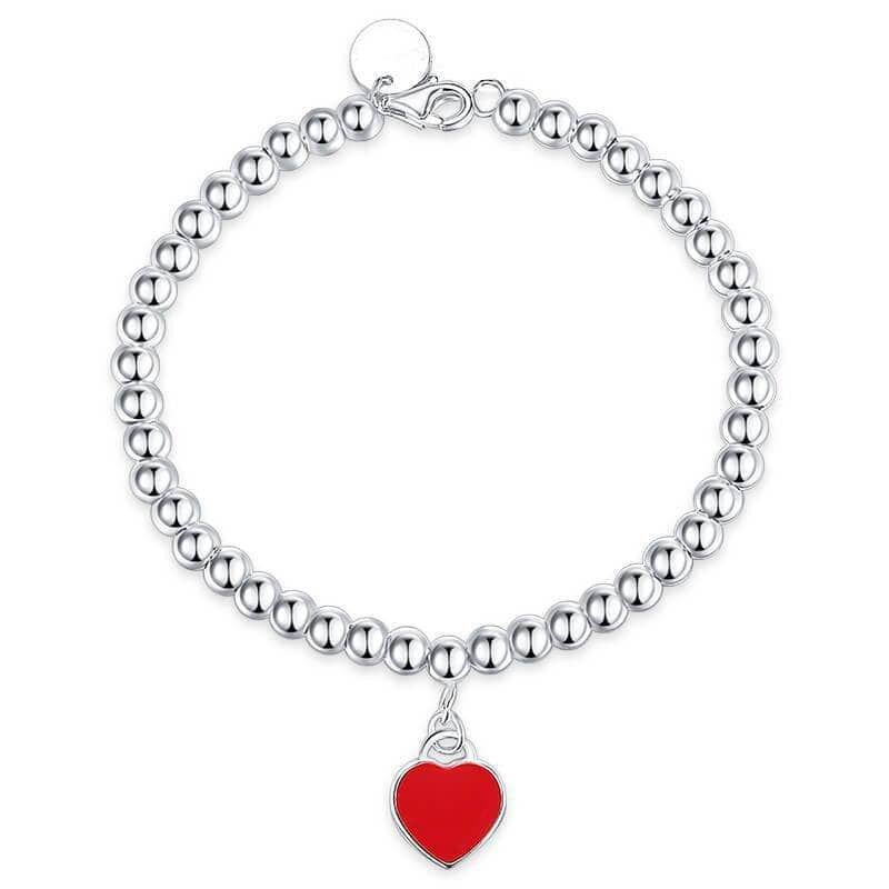 CVD DIAMOND Heart-shaped Round Bead Bracelet