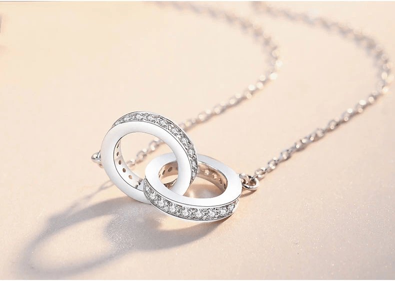 Diamond Interlocking Circles Necklace 1/10 ct tw 10K Two-Tone Gold 18