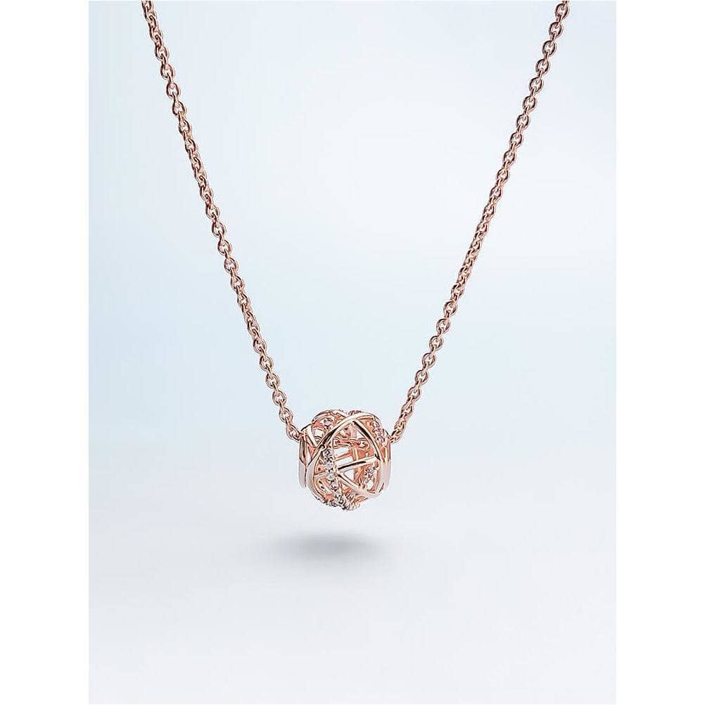 CVD Diamond Hollowed-out Rose Gold Clavicle Chain Necklace