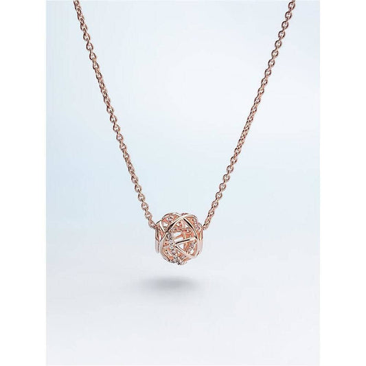 Created Diamond Hollowed-out Rose Gold Clavicle Chain Necklace-Black Diamonds New York